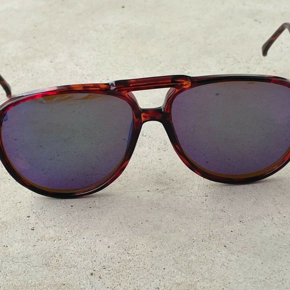 Classic Optical Men Sunglasses Blue Mirror Lenses Brown Tortoise Frame - Picture 6 of 13